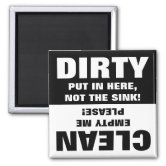 Clean-Dirty-Running dishwasher magnet (on white)