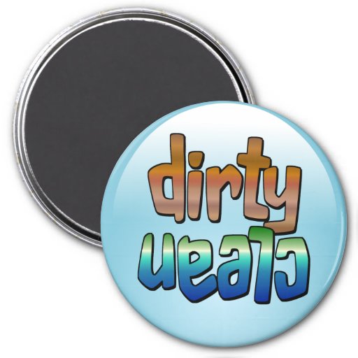 Clean Dirty Dishwasher Magnet Brown Blue Round | Zazzle