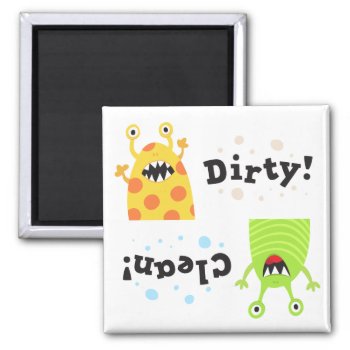 Clean Dirty Dishwasher Magnet Funny Green Monster by BrightAndBreezy at Zazzle