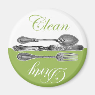 Clean & Dirty Dishwasher Magnet - Green
