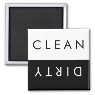Clean/Dirty Dishwasher Magnet in Black/White