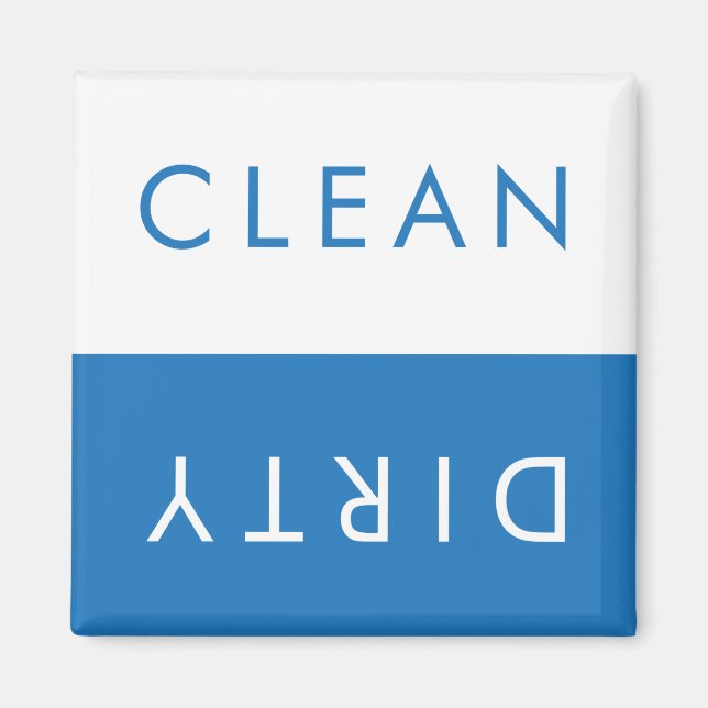 Clean Dirty Dishwasher Magnet in Blueand White (Front)