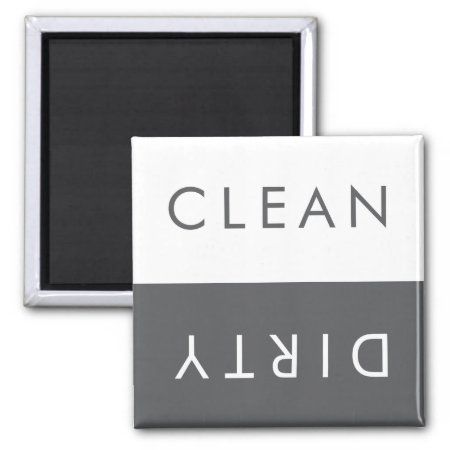 Clean Dirty Dishwasher Magnet In Gray And White