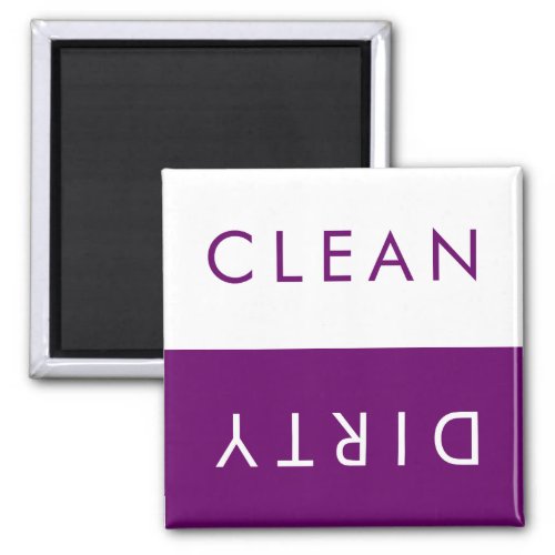 Clean Dirty Dishwasher Magnet in Purple  White