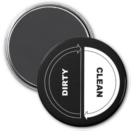 Clean-dirty Dishwasher Magnet (on Black)