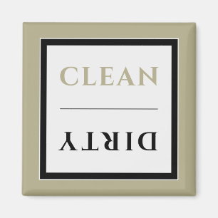 Clean/Dirty Dishwasher Magnet   Sage Black & White
