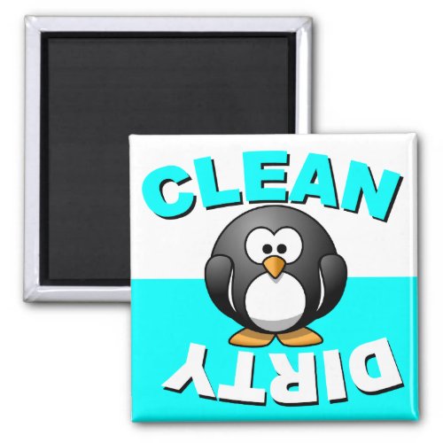 Clean Dirty Dishwasher magnet with penguin