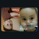 Clean Dirty Dishwasher Personalized Photo Magnet<br><div class="desc">Personalize these fun magnets with your child's photos, I know you all have a few smash cake or baby photos of them trying to feed themselves! To resize or reposition the photos, click on the Customize It button. This will take you into the edit mode. You can also change the...</div>