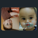 Clean Dirty Dishwasher Personalized Photo Magnet<br><div class="desc">Personalize these fun magnets with your child's photos, I know you all have a few smash cake or baby photos of them trying to feed themselves! To resize or reposition the photos, click on the Customize It button. This will take you into the edit mode. You can also change the...</div>