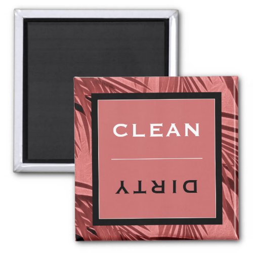 CleanDirty Dishwasher  Pink Palm Tree Leaves Magnet