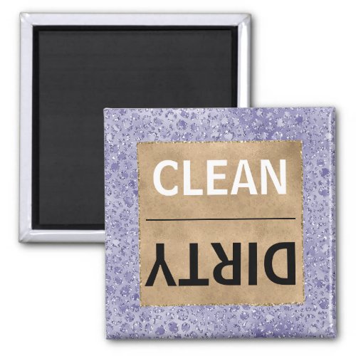 CleanDirty Dishwasher Purple Glam Leopard Print Magnet