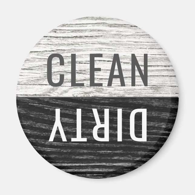 Clean Dirty Dishwasher Rustic Weathered Wood WB Magnet (Front)