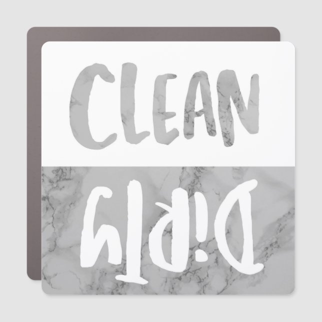 Clean Dirty Dishwasher Sign Faux Marble (Front)