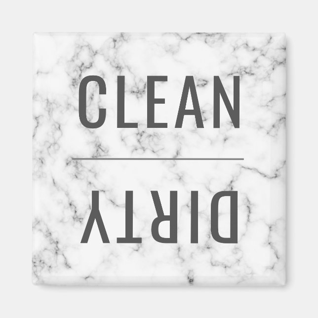 Clean Dirty Dishwasher White Black Marble Magnet (Front)