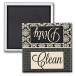 Clean Dirty Dots And Damask Dishwasher Magnet at Zazzle