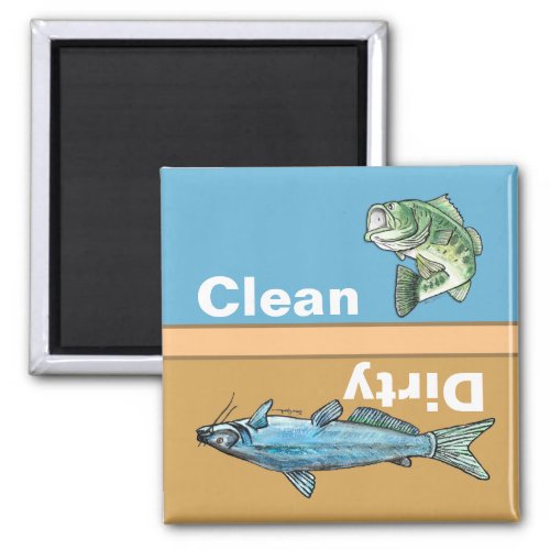 Clean Dirty Fishing Dishwasher Magnet