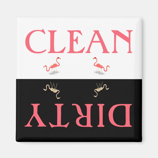 Clean Dirty Flamingo Dishwasher Magnet (Front)