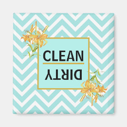 Clean Dirty flip turquoise and gold dishwasher Magnet