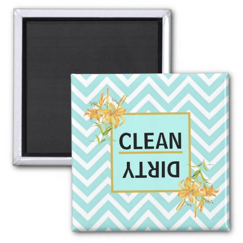 Clean Dirty flip turquoise and gold dishwasher Magnet