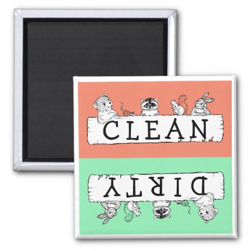 Clean Dirty Forest Critters Dishwasher Magnet