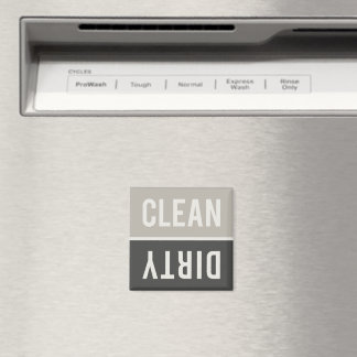 Clean Dirty Gray and Black Dishwasher Magnet