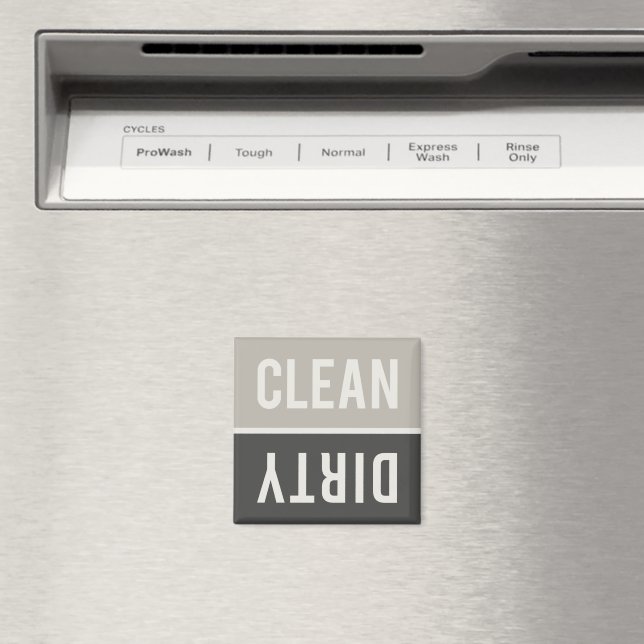 Clean Dirty Gray and Black Dishwasher Magnet (In Situ (Dishwasher))