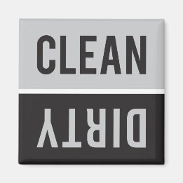 Clean Dirty Gray and Black Dishwasher Magnet