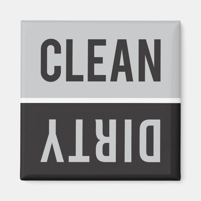 Clean Dirty Gray and Black Dishwasher Magnet (Front)