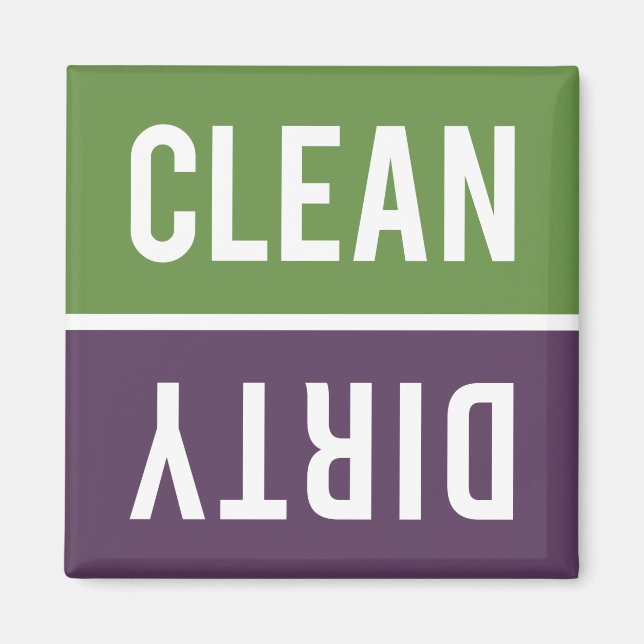 Clean Dirty Green and Purple Dishwasher Magnet (Front)