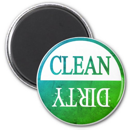 Clean dirty green round dishwasher magnet