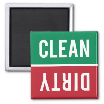Clean Dirty Green White And Red Dishwasher Magnet by RandomLife at Zazzle