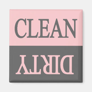 Clean dirty Grey and Pink dishwasher magnet