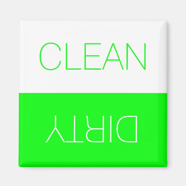 Clean Dirty indicator neon green dishwasher  Magnet (Front)
