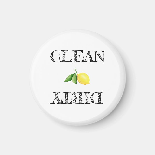 Clean Dirty Lemon Modern Text Dishwasher  Magnet (Front)