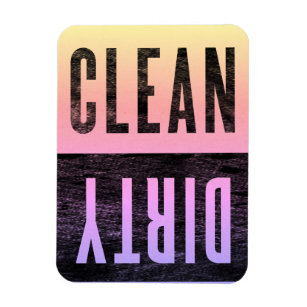 Clean   Dirty Letterpress Style Dishwasher Rainbow Magnet