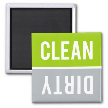 Clean Dirty Lime Green And Gray Dishwasher Magnet by RandomLife at Zazzle