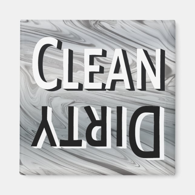 Clean Dirty Modern Gray Reversible Dishwasher Magnet (Front)