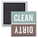 Clean Dirty Muted Aqua Blue And Brown Dishwasher Magnet at Zazzle