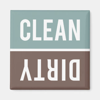 Clean Dirty Muted Aqua Blue and Brown Dishwasher Magnet