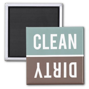 Clean Dirty Muted Aqua Blue And Brown Dishwasher Magnet by RandomLife at Zazzle