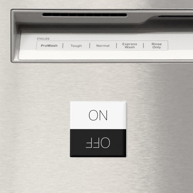 Clean Dirty, ON OFF Dishwasher Laundry black white Magnet (In Situ (Dishwasher))