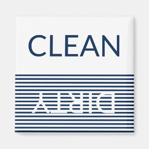 Clean Dirty, ON OFF Dishwasher Laundry blue white Magnet
