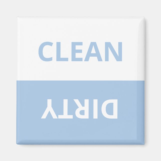 Clean Dirty Pastel Blue White Funny Kitchen Magnet (Front)