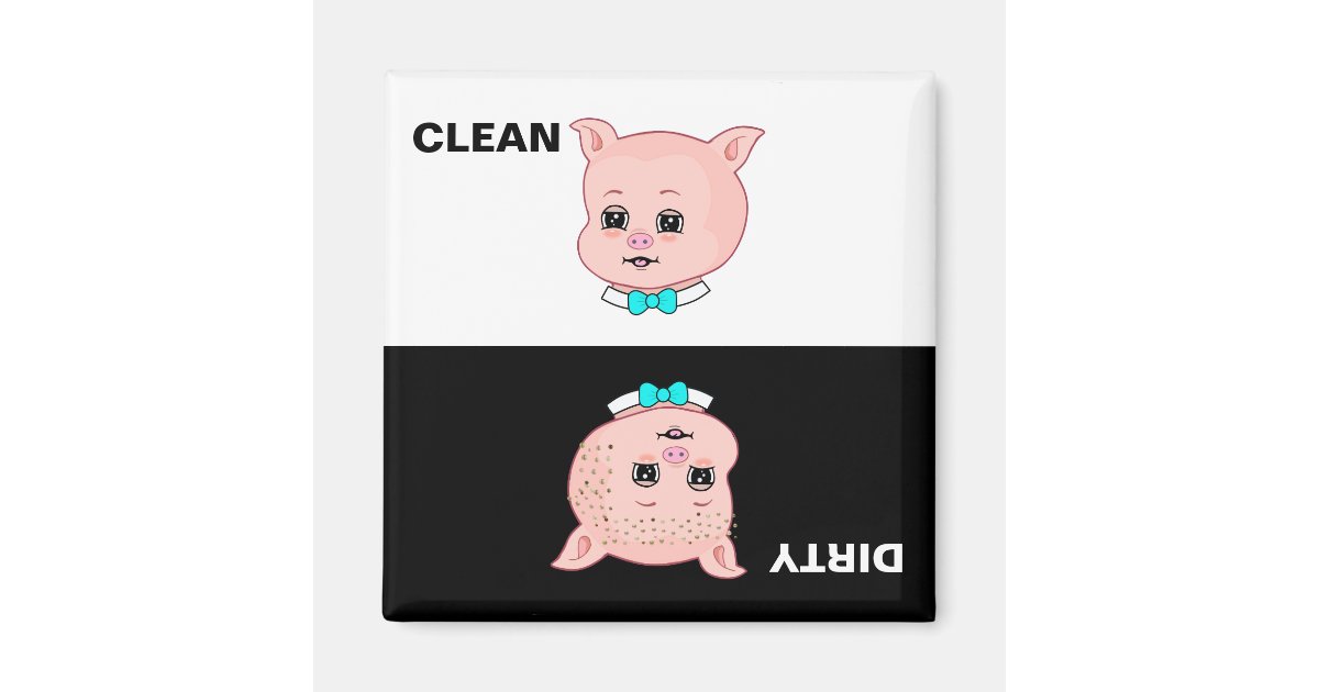 Clean Dirty Pig Cartoon Magnet | Zazzle