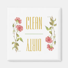 Clean Dirty pink carnations flip dishwasher Magnet