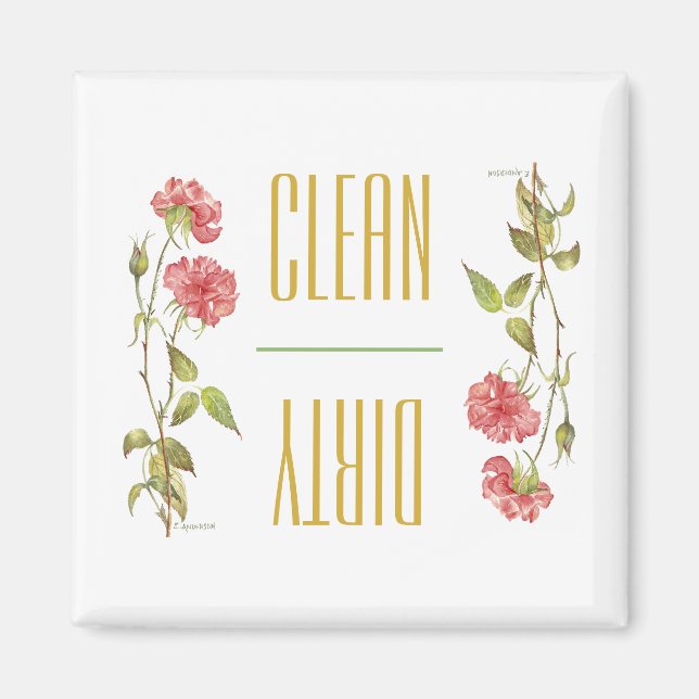 Clean Dirty pink carnations flip dishwasher Magnet (Front)