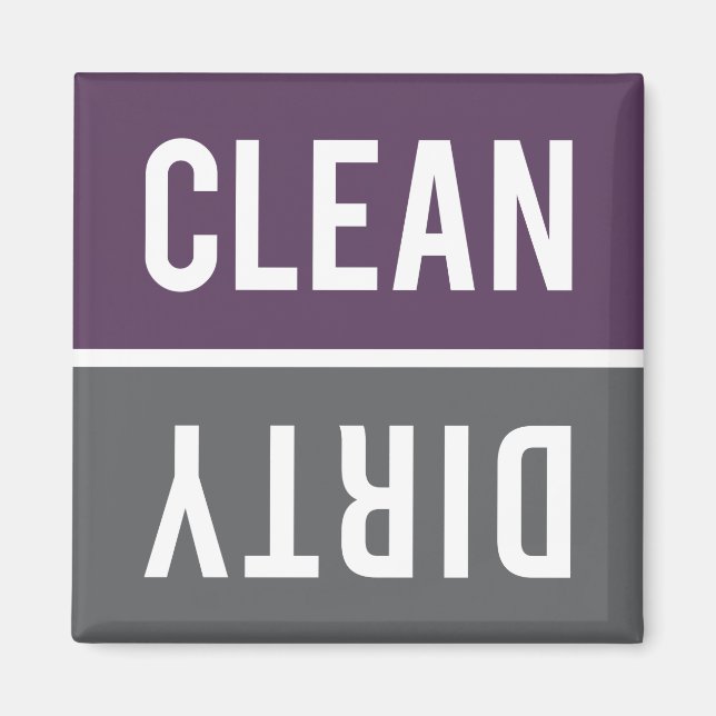 Clean Dirty Purple and Charcoal Gray Dishwasher Magnet (Front)