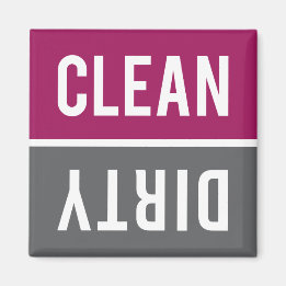 Clean Dirty Raspberry and Gray Dishwasher Magnet