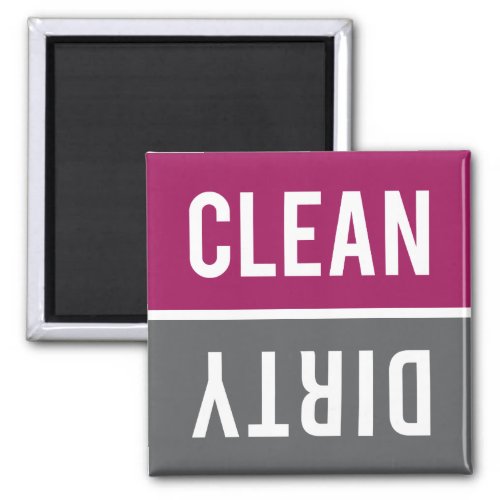 Clean Dirty Raspberry and Gray Dishwasher Magnet