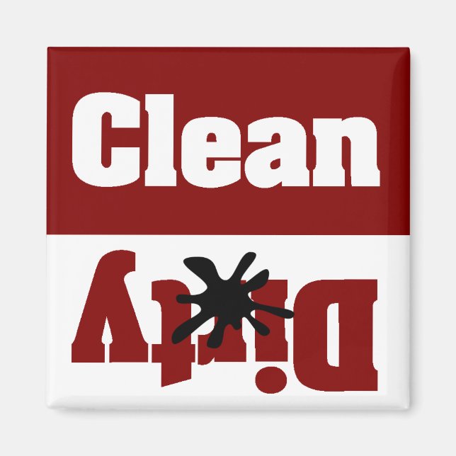 clean dirty red dishwasher magnet (Front)